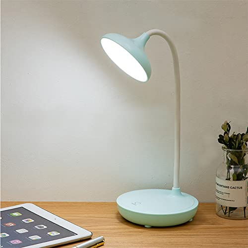 DuBom Lampe de bureau LED sans fil, lampe de lecture de grande capacité, contrôle tactile, intensité variable, 3 luminosités, lampe d'étude pour chambre à coucher (bleu)