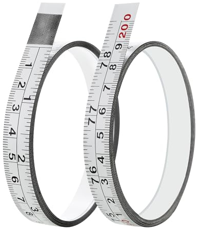 2 Packs 1/2-Inch Self-Adhesive Measuring Tape, 78 Inch or 200cm Peel and Stick Tape Measure, Imperial and Metric Scales, Left-Right Reading Ruler Tape for Workbench, Table Saw, Drafting Table, White