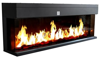 Chemin’Arte Cheminée Électrique Encastrable Effet Flammes LEDs 3D 150 cm, 3 Faces - Conçue en France - Chauffage 2000W - Télécommande - Garantie 2 Ans