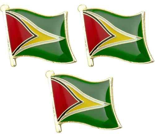 3 X Guyana National Country Flag Lapel Metal Enamel Pin Badge