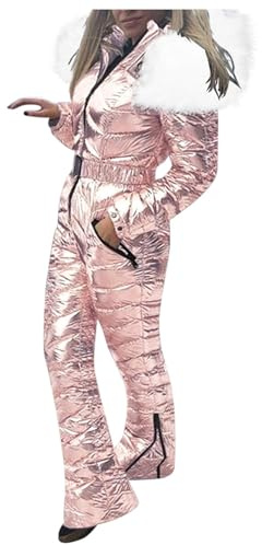 Skiddräkt för kvinnor, rosa, snödräkt för kvinnor, vattentät snowboardjacka i ett stycke med bälte, vinter, varm snowboardjacka, utomhus, overall, lång overall med huva och dragkedja, skiddräkt,