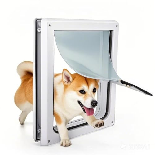 PAWISE 2-vägs hunddörr, låsbar hundklaff med flexibel transparent klaff solid design och enkel installation (30 x 36 cm)