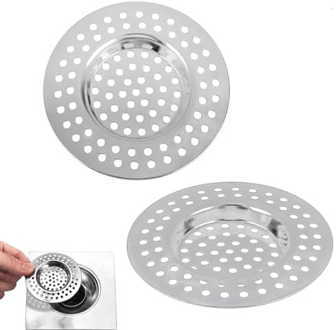 Stainless Steel Kitchen Sink Strainer Plug 2 Pcs Standard Strainer Drain Protector Hair/Food Catcher for Bathroom Kitchen Shower, 2.95 / 7.5 cm
