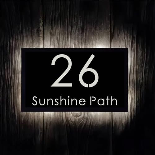 Placas De Dirección Modernas Y Personalizadas Con Luz LED, Número De Casa Iluminado En Acrílico 3D Personalizado For Exteriores Y Patios.(10x20 cm)