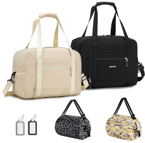 SPAHER 2X Bolsa de Viaje 40x30x20 Wizzair Vueling Equipaje de Mano Bolsa de Deporte Gimnasio Impermeable Bolsos Maternidad Hospital Fin Semana Mujer Hombres Gym Bag con Compartimento para Humeda