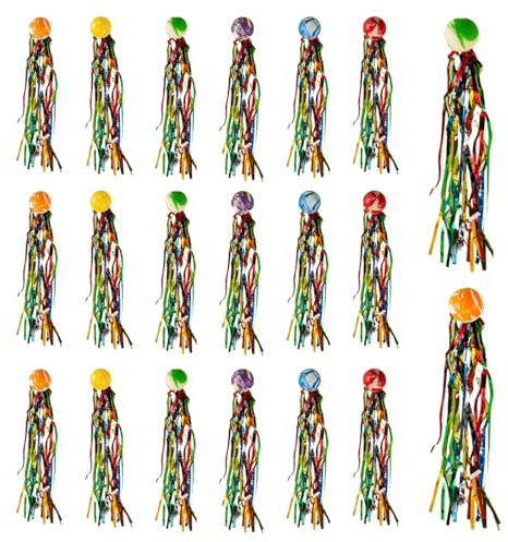 Lot de 20 balles rebondissantes enfant avec queue colorée, parfaites comme cadeaux d'anniversaire pour enfants, jeux de fête ou souvenirs, idéales pour divertir lors des anniversaires et événements