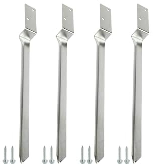 MoSundi Lot de 4 manchons d'ancrage au sol pour poteau en bois pour balancelle extérieure, ancrages de fixation en acier galvanisé 520 x 60 mm, avec vis, pas de béton nécessaire