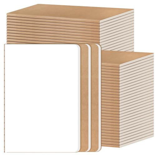 RITOLLO 52 stycken A5-anteckningsböcker blank, kraftpapper, omslag dagbok, 80 g/m² premiumpapper, skissbok för ritning och kreativa projekt, perfekt för skola, kontor och resor