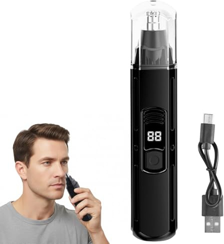 Taglia Peli Naso, Tagliapeli Naso e Orecchie Ricaricabile USB, LCD Display, Rasoio Orecchie e Naso per Uomini e Donne