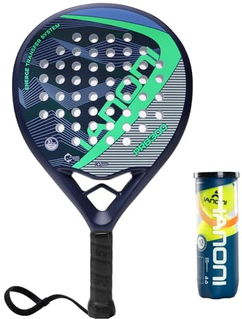 ianoni Padel Racket with Balls Carbon Fiber Surface with EVA Memory Flex Foam Core POP Padel Racquts-8300-green