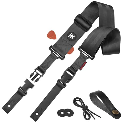 Amumu Cintura di sicurezza in nylon con fibbia a clip per chitarra acustica, chitarra elettrica e basso, Fibbia a clip, Taglia unica