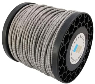 80 Meter - Edelstahldrahtseil 7x7-4mm/5mm PVC-transparent ummantelt V4A Inox rostfrei Drahtseil Stahlseil Geländerseil
