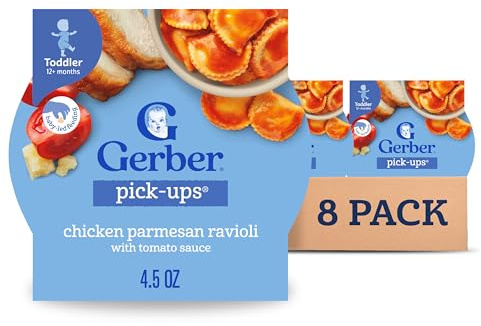 Gerber Toddler Food, Chicken Parmesan Ravioli Pick-Ups, Mealtime for Toddler, 8PK