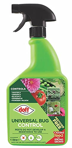 Doff Bug & Fungus Control – 1L Pest Repellent – Pesticide-Free Bug Spray with Added Feed – Suitable for Edible & Ornamental Plants – Controls Bugs and Powdery Mildew - Bee-Friendly Formula