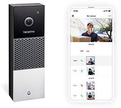 Netatmo Wi-Fi Smart Video Türklingel, Audio, Personenerkennung, keine Abonnementgebühr, 1080P HD-Kamera, Nachtsicht, wasserdicht für den Außenbereich, NDB-FR