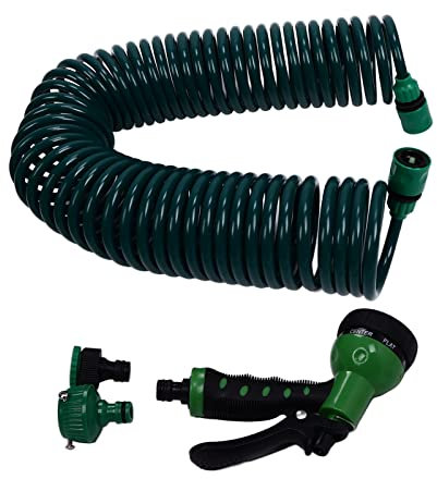Coil Garden Water Hose, 15m/49.2ft Easy to Store Telescopic Spring Hose EVA for Lawns
