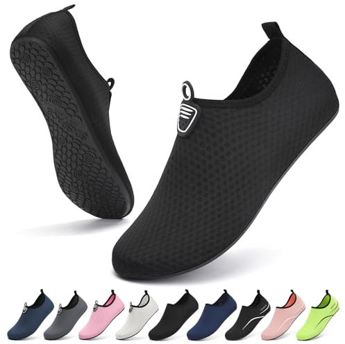 Sixspace Damen Herren Badeschuhe Wasserschuhe Schwimmschuhe Männer Frauen Strandschuhe Aquaschuhe Barfußschuhe für Strand,Pool,Meer,Wassersport,Tauchen,Surfen,Aqua Cycling(Schwarz 38 EU)