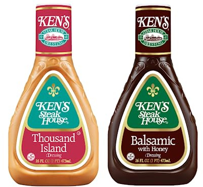 Ken's Steak House Variety, 1 Ken's Steak House 1000 Island Dressing, 16 FL OZ, 1 Ken's Steak House Balsamic with Honey Dressing, 16 FL OZ, 1 CT