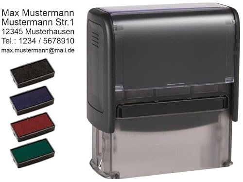 STEMPEL Firmenstempel Adressstempel Namensstempel Selbstfärber IMPRINT bis 6 Zeilen mit Wunschtext/Logo (3-4 Zeilen (Imprint 11))