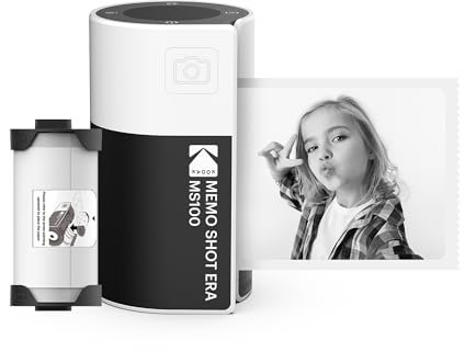 KODAK Memo Shot ERA Kinder-Sofortbild-Digitalkamera und Foto-Etikettendrucker, Weiß (Kamera mit 1 Rolle One-Touch-Etikettenpatrone)