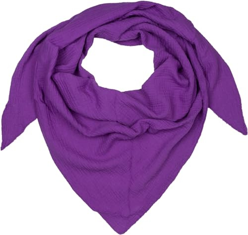 styleBREAKER foulard triangolare in mussola da donna in 100% cotone | foulard tinta unita morbido e leggero | sciarpa alla moda per tutte le stagioni - Made in Italy, 196 x 84 cm, Lilla