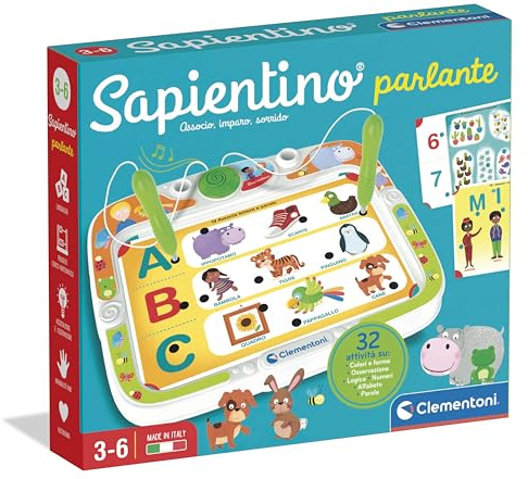 Clementoni Sapientino - Parlante, Gioco Educativo con Penne Parlanti Bambini 3-6 Anni, con 16 Schede e più di 32 attività su Temi della Scuola dell'Infanzia, Made in Italy, Lingua Italiana, 16472
