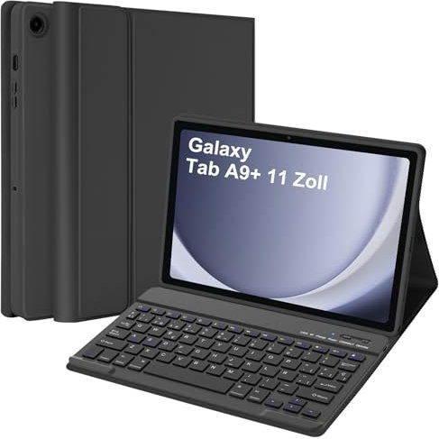 GAOJIE Funda con Teclado para Samsung Galaxy Tab A9 Plus 2023 11 Pulgadas SM-X210/X216/X218, Español Ñ Bluetooth Teclado Magnético, Funda Protectora para Galaxy Tab A9+ (Negro)