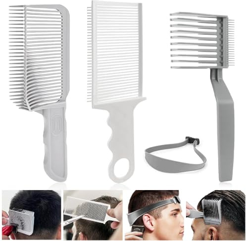 BNGXR 4 Pièces Barber Fade Peignes Set, Peignes Pochoir de Coupe de Cheveux, Contour Cheveux Homme Set, Peigne de Positionnement Incurvé, Adapté aux Débutants pour les Coupes de Cheveux, Cou Droit