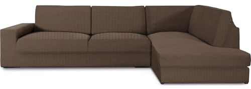 ECOMMERC3 | Copridivano Chaiselongue Braccio destro con schienale super elastico - Copridivano con chaise longue, marrone protettivo traspirante, con schiuma e gomma, valida destra o sinistra