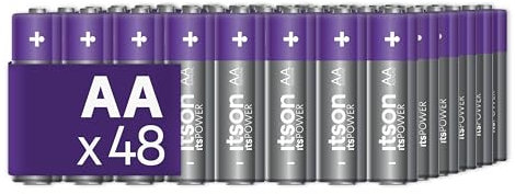 ITSON, batterier AA, 48 stycken, 1,5 V, alkaliska batterier, för klockor, ficklampor, fjärrkontroller, miljövänlig förpackning 95% återvunnen