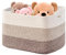 Boensi Grande cestino per coperte-54×43×30cm Cesto Portaoggetti rettangolare in corda di cotone intrecciato per coperte, giocattoli per bambini e vestiti (sfumato di)