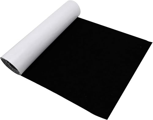 LOMUG Självhäftande filt 1 mm, 40 x 220 cm självhäftande filt självhäftande, självhäftande filttyg rullmaterial, interiör beklädnad hobbysvamp för gör-det-själv-låda foder, stolar, 1 mm tjock, svart