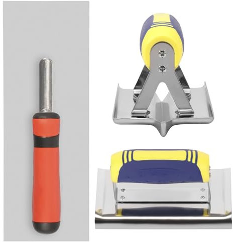 3Pcs Concrete Edging Trowel Stainless Steel Concrete Tools Set for Shaping Steps & Verges Rustproof Flat Finishing Trowel Plus Edger and Groover Set with Nonslip Handle(Set 1)