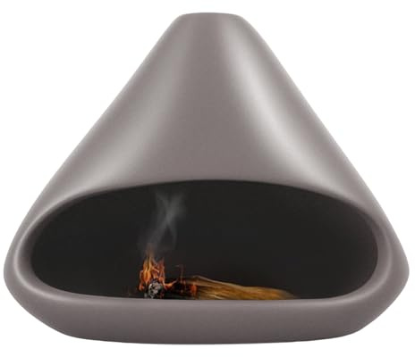 Palo Santo Supporto per bastoncini di incenso, in ceramica, 14 x 11,5 cm, realizzato a mano con camino, pratico supporto per salvia per coni di incenso, fascio di salvia e bastoncini Palo Santo (nero)