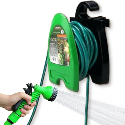 Supporto da parete per tubo da giardino – Supporto per tubo da giardino a parete | Supporto per la conservazione fino a 10 metri per irrigazione del giardino