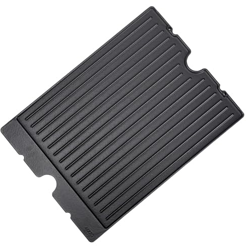 GFTIME 44 x 32,2 cm gjutjärn grillplatta för BroilKing Baron 420/440/490/520/590, gjutjärnsplatta vändplatta för BroilKing Crown 420/440/490, Crown Pellet 400/500, grillpanna, reservdelar för