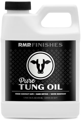 RMP Finishes Pure Tung Oil for Wood Finishing, Cutting Boards, Outdoor Furniture, Butcher Blocks, Wooden Flooring, Food Grade, Waterproof, 16 oz.
