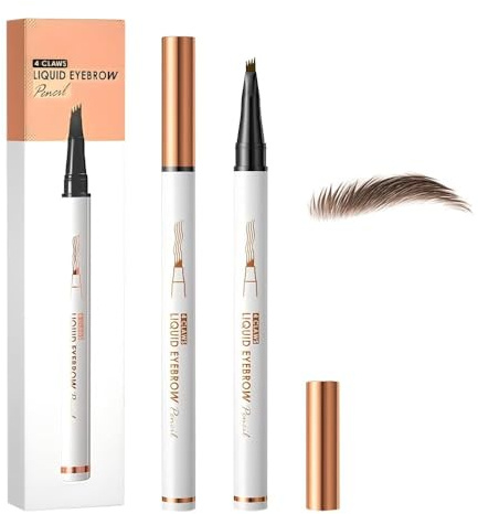 2 Pcs Microblading Eyebrow Pen, 2026 Upgraded 3D Waterproof 4-Tip Eyebrow Pencil, Natural Makeup Long-Lasting Fine Stroke Magic Eyebrow Pencil for Women Stay on All Day (Dark Brown(2 Pcs))