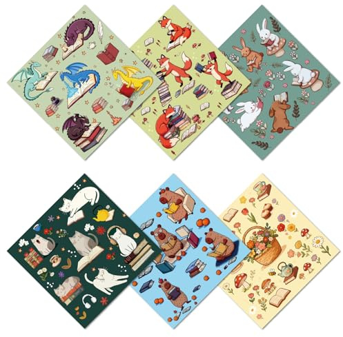 CREATCABIN 6Pcs Glasses Cleaning Cloth Microfiber Cleaning Cloths Reusable Thicken Soft Animal Book Eyeglasses Cleaner Wipes Washable for Eyeglasses Camera Lens Laptops Screens Phone Gift 6 x 6 Inch