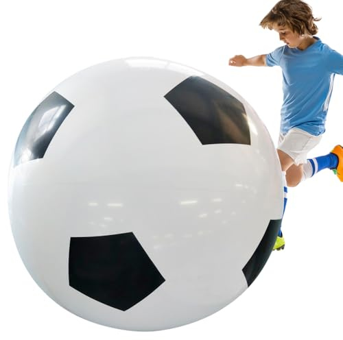 RNPKZ Jättestor uppblåsbar fotboll i robust gummi – Diameter: 100 cm – Mycket stor strandleksak – För sommarnöjen och strandfester