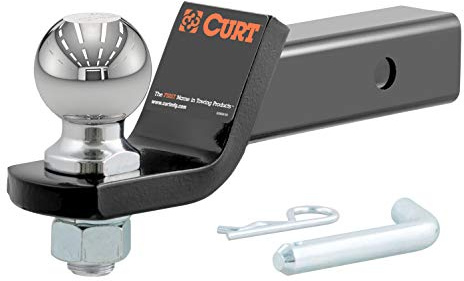CURT 45041 Trailer Hitch Mount with 2-5/16-Inch Ball & Pin, Fits 2-Inch Receiver, 7,500 lbs, 2-In Drop, Gloss Black Powder Coat