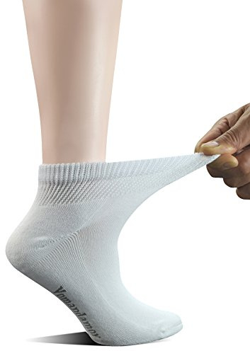 Yomandamor Women's 5 Pairs Non-Binding Cotton Ankle Diabetic/Dress Socks with Seamless Toe and Cushion Sole