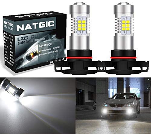 NATGIC PSX24W 2504 Xenon vita dimljus 2835 SMD med objektivstrålkastare för dimljus, dagsljus, 10-16 V 10,5 W (förpackning med 2)