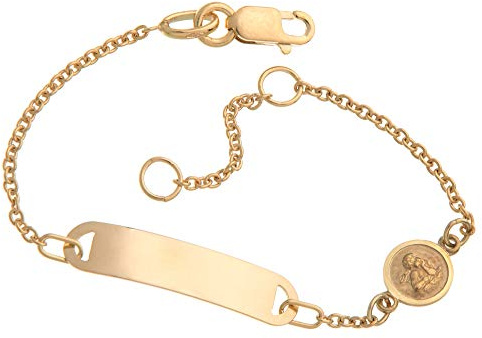 IDBo-2 - Pulsera de bautizo para niños y bebés, oro 375, longitud de 12-16 cm, incluye grabado, 12 centimeters, Oro amarillo