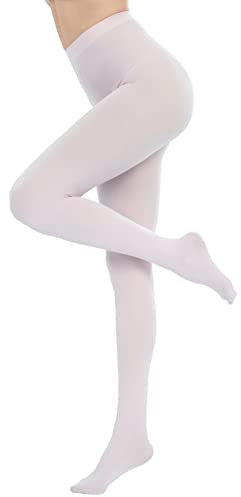 CozyWow Damen Strumpfhose 80D Elastisch blickdichte Hoch Taille über 30 Farben (Weiß,M)