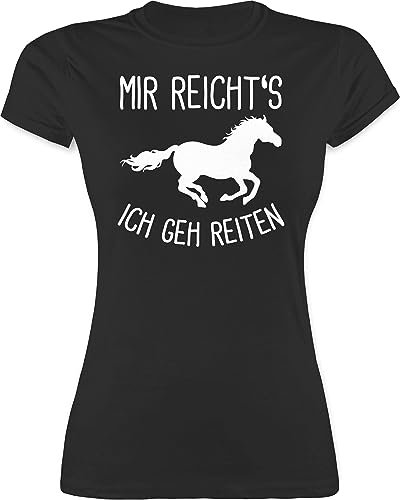 Shirt Damen - Mir reichts ich GEH Reiten I Geschenk Pferde I Pferdemädchen I Pferdeliebhaber - S - Schwarz - pferdeshirts für mädchen reitklamotten sprüche Pferd gehe Tshirt reitzubehör