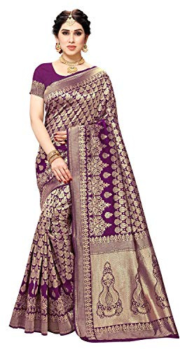 Sidhidata Women's Jacquard Silk Saree with Blouse Piece (W Jamli, Pure Silk)
