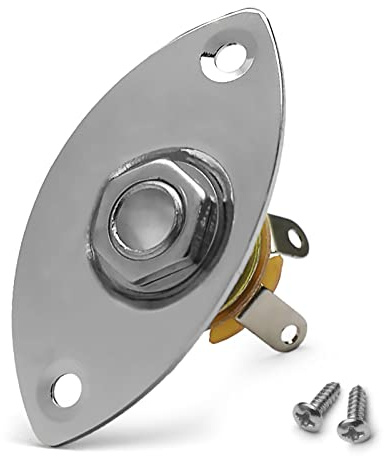 MAXCHEER 1/4 Oval Guitar Jack 6.35mm Output Input Plug Socket for Mono Electric Guitar (Chrome)