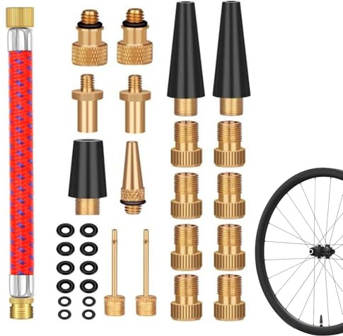MFCGHXR Adaptador Bomba Bicicleta Set, Adaptador hinchador, Adaptador Valvula Bicicleta con Tubos inflables para Baloncesto, Futbol, ​​Llantas de Bicicleta, Carpas inflables, etc. (30 Piezas)