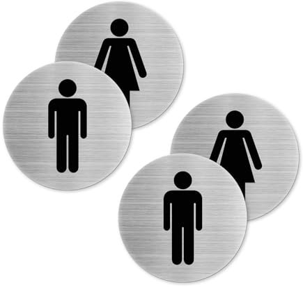 YIKIADA Panneau WC 9 CM Autocollant en Aluminium pour Dames et Messieurs Panneaux de Toilette Panneau de Porte de Toilette étanche pour Les invités à l'extérieur Lot de 2